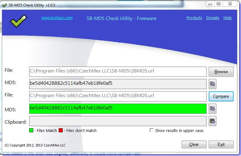 SB-MD5 Calculator open compare file